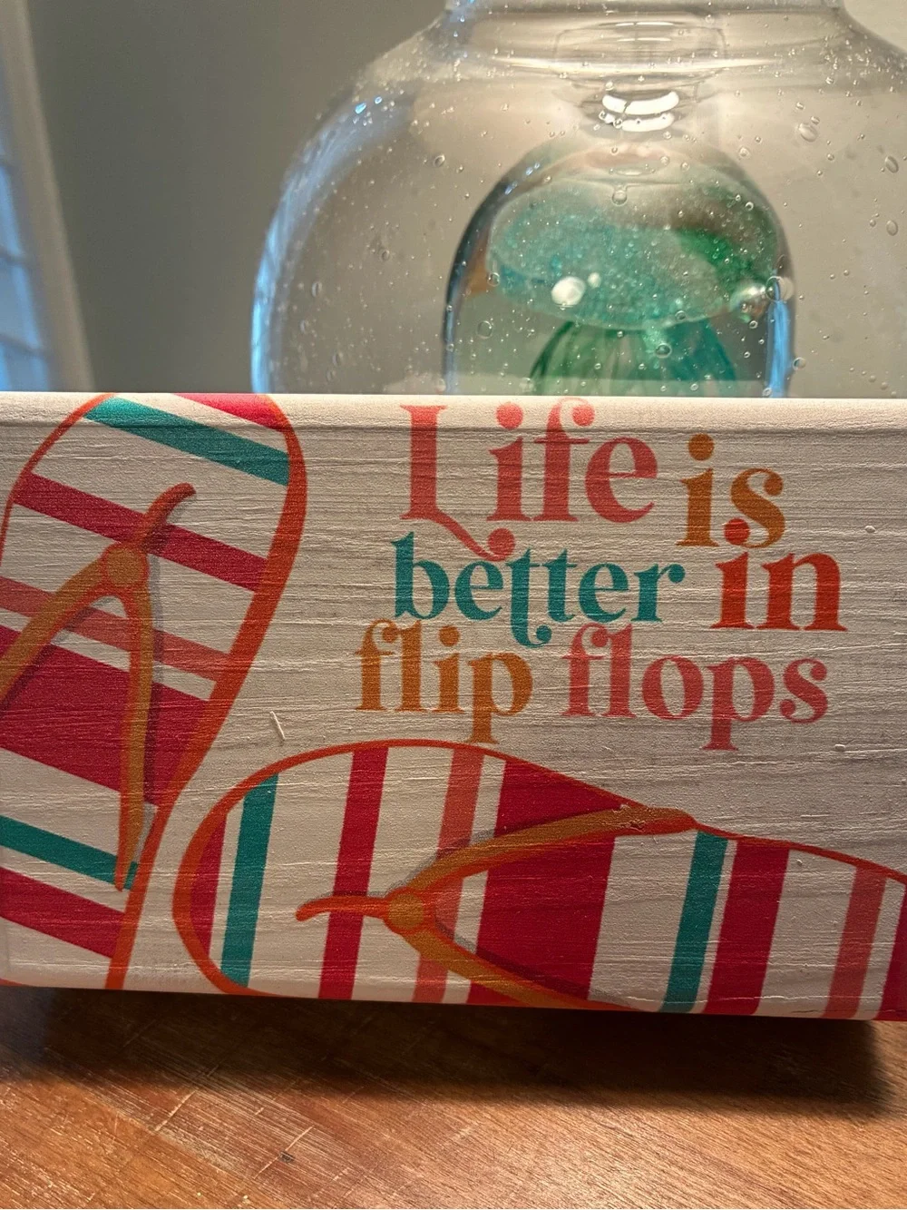 Life Is Better In Flip Flops Decorative Sign - Striped Flip Flop Design